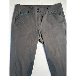 Piper SmartPak Breeches Womens 32R Grey Teal Riding Pants Horse Equestrian Grip